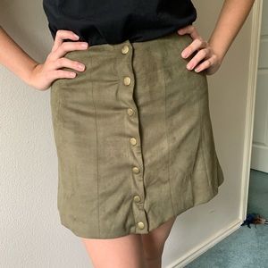 Olive Green Faux Suede Skirt!